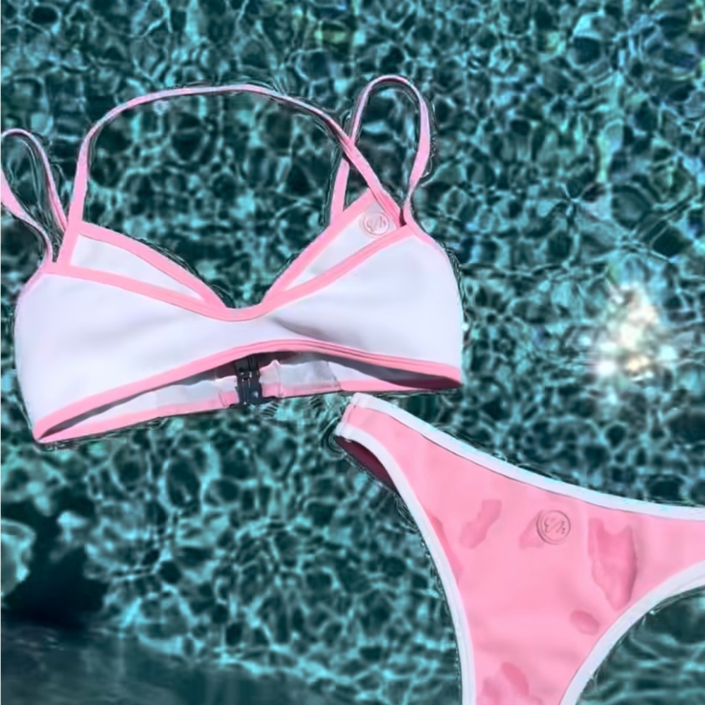 Pink and White Bikini Set